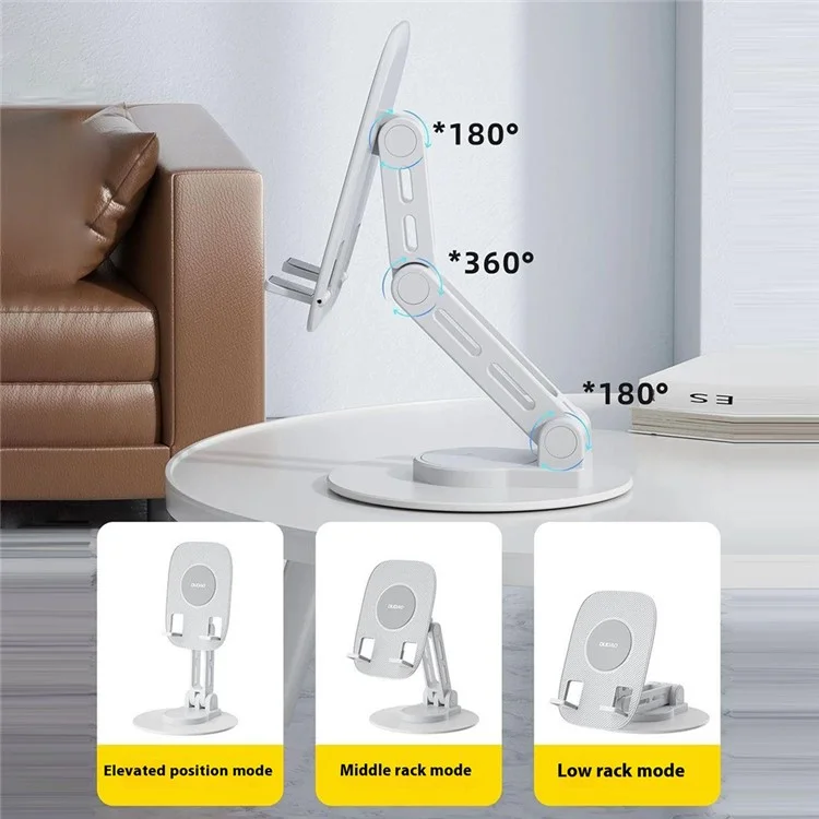 DUDAO F17s Foldable Tablet Holder ABS+Aluminum Alloy 360 Degree Rotatable Desktop Phone Stand - Black