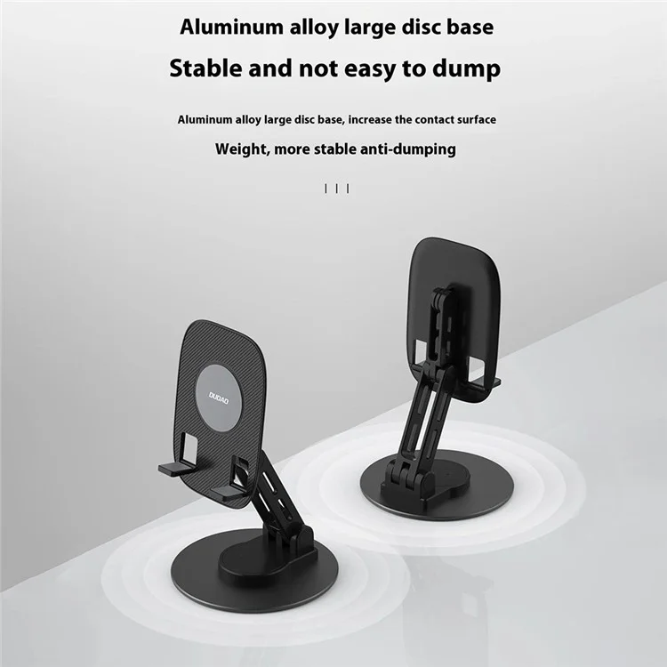 DUDAO F17s Foldable Tablet Holder ABS+Aluminum Alloy 360 Degree Rotatable Desktop Phone Stand - Black