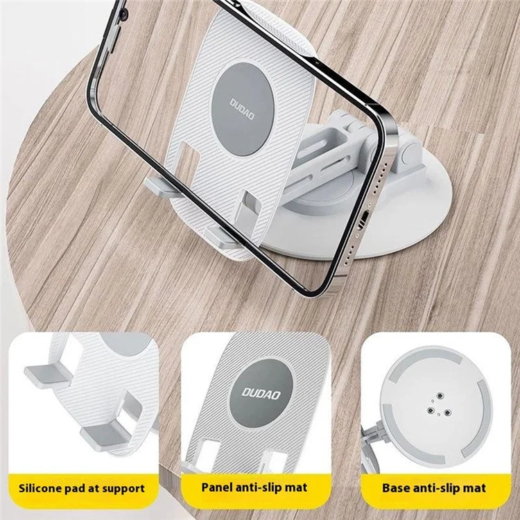 DUDAO F17s Foldable Tablet Holder ABS+Aluminum Alloy 360 Degree Rotatable Desktop Phone Stand - Black