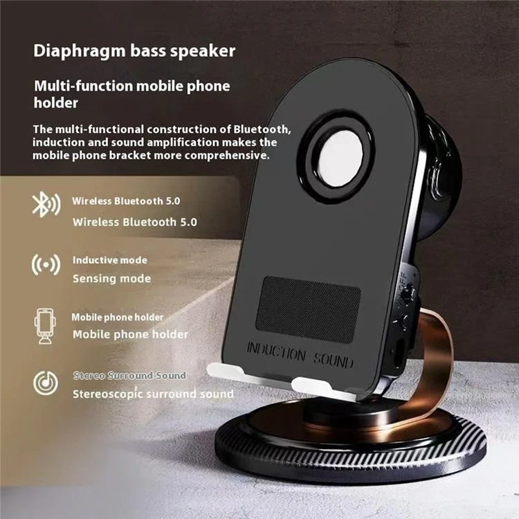 Support multifonctionnel pour téléphone H58 avec rotation à 360° et amplificateur de son par vibration