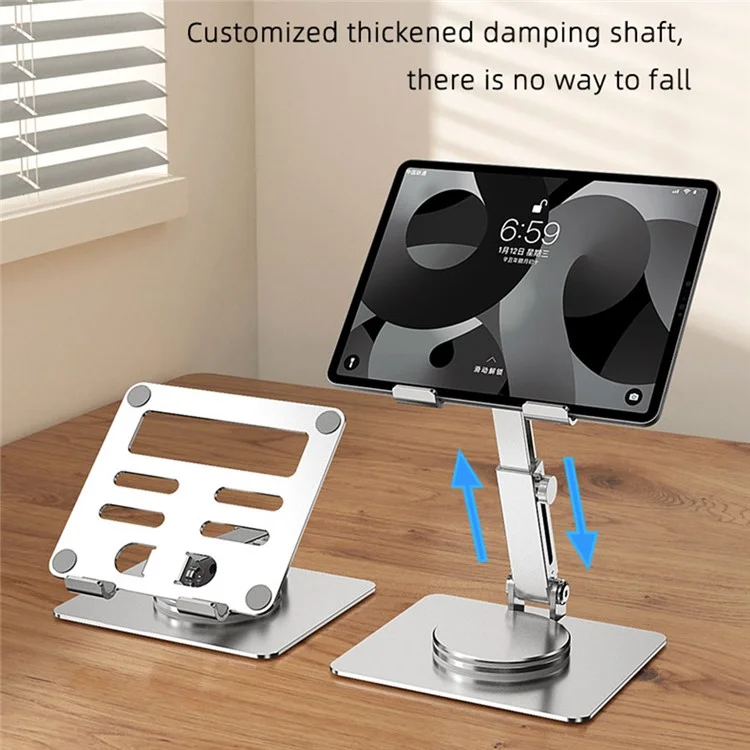MT136 Aluminum Alloy Stand for Phones, Tablets Adjustable Desktop Holder - Silver