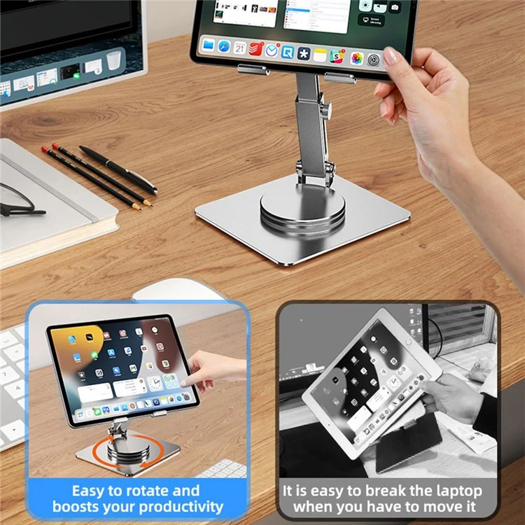 MT136 Aluminum Alloy Stand for Phones, Tablets Adjustable Desktop Holder - Silver