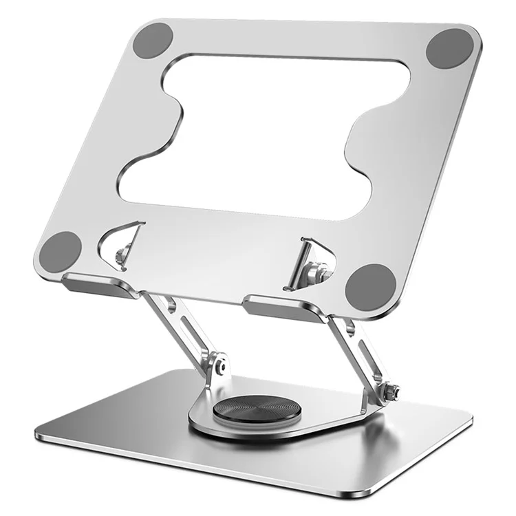 Suporte de mesa portátil rotativo de 360° para dispositivos de até 17,3 polegadas, dobrável - Prata