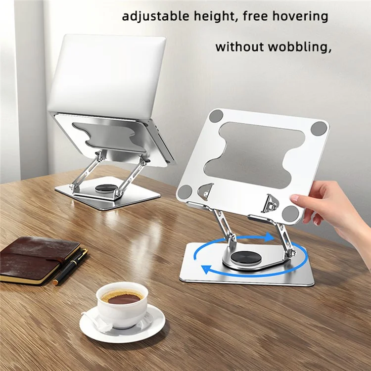 Suporte de mesa portátil rotativo de 360° para dispositivos de até 17,3 polegadas, dobrável - Prata