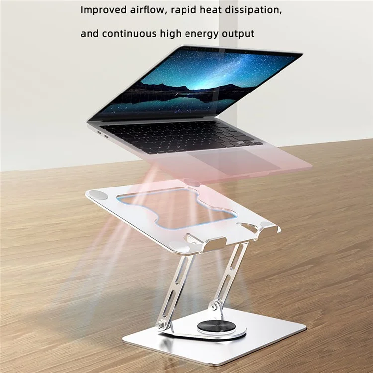 Suporte de mesa portátil rotativo de 360° para dispositivos de até 17,3 polegadas, dobrável - Prata
