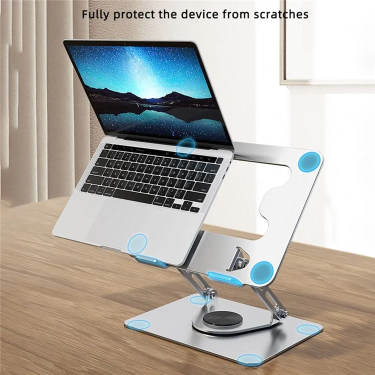 Suporte de mesa portátil rotativo de 360° para dispositivos de até 17,3 polegadas, dobrável - Prata