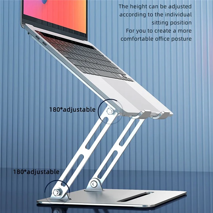 L307 Portable Laptop Stand Height Adjustable Metal Desktop Holder with Cooling Design - Silver