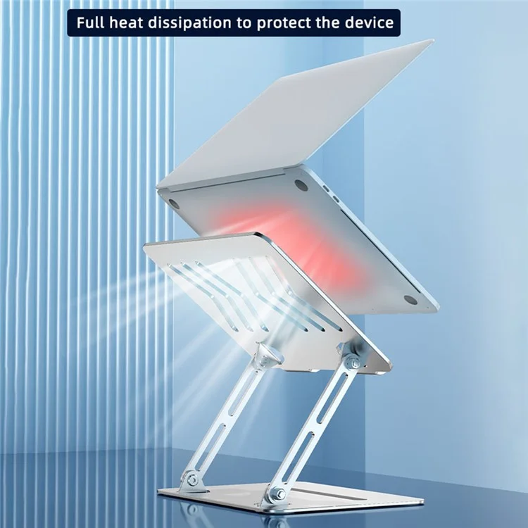 L307 Portable Laptop Stand Height Adjustable Metal Desktop Holder with Cooling Design - Silver