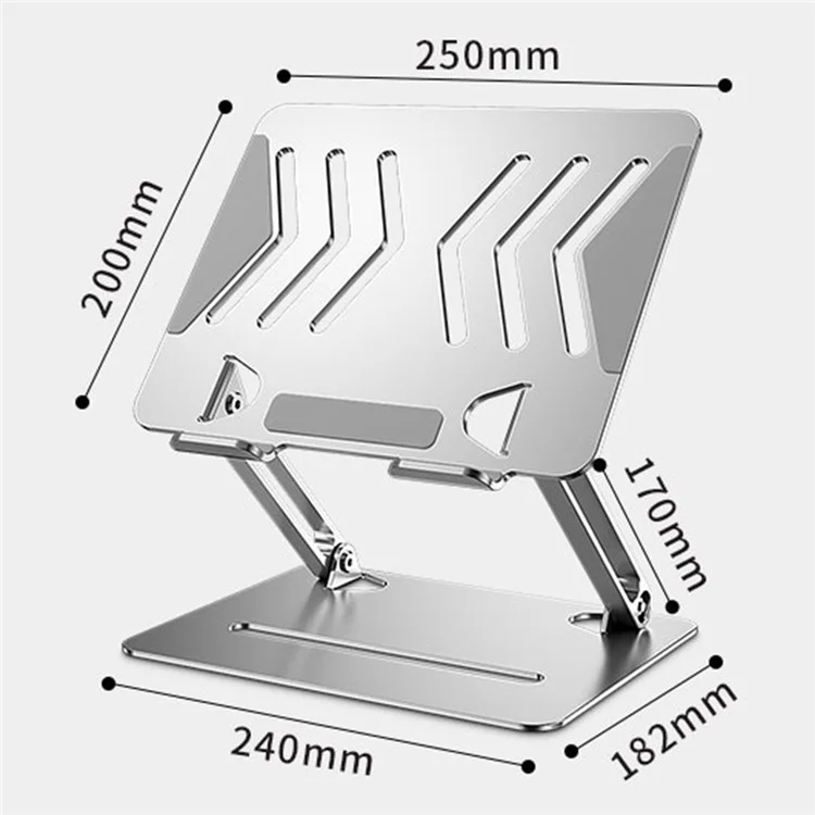 L307 Portable Laptop Stand Height Adjustable Metal Desktop Holder with Cooling Design - Silver