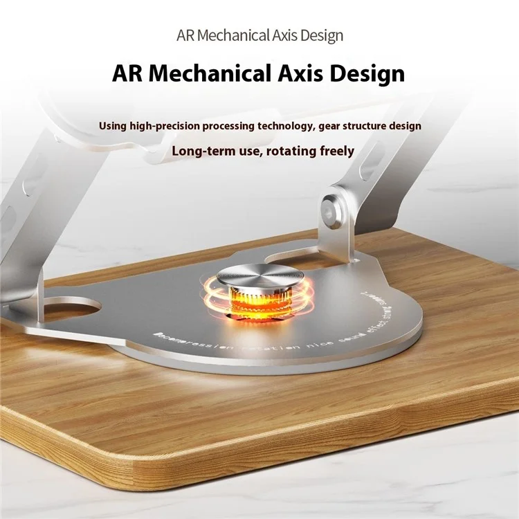 J31 Foldable Laptop Cooling Stand Metal + Wood Adjustable 360-Degree Rotating Notebook Bracket - Grey