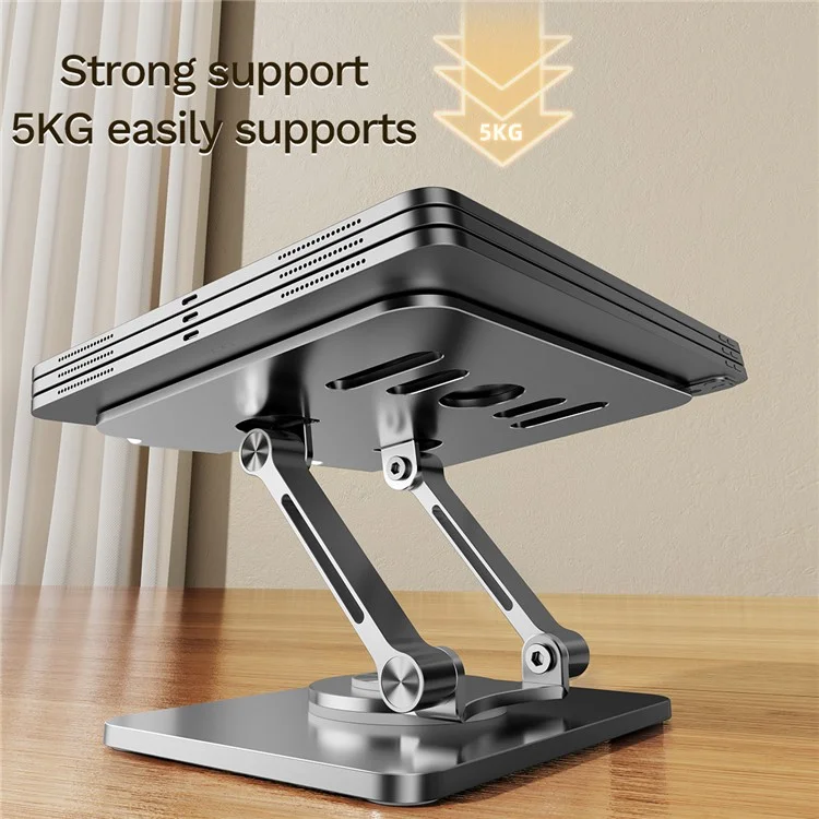 J58 Cooling Gaming Stand Rotating Tablet Holder Dual Rod Support Alloy Steel Foldable Cradle - Silver