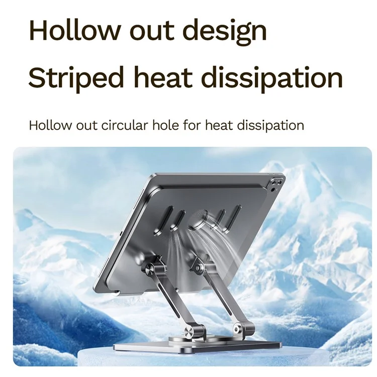 J58 Cooling Gaming Stand Rotating Tablet Holder Dual Rod Support Alloy Steel Foldable Cradle - Silver