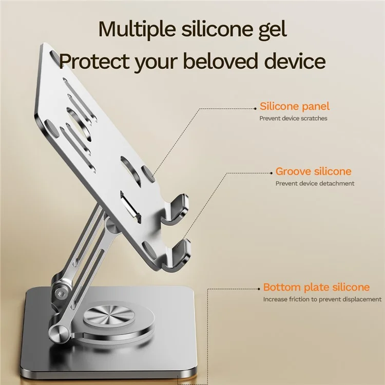 J58 Cooling Gaming Stand Rotating Tablet Holder Dual Rod Support Alloy Steel Foldable Cradle - Silver