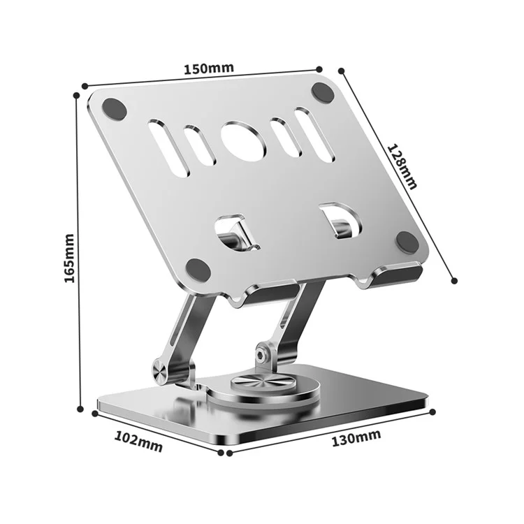 J58 Cooling Gaming Stand Rotating Tablet Holder Dual Rod Support Alloy Steel Foldable Cradle - Silver