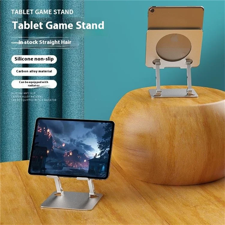 J23S Desktop Metal Stand Folding Heat Dissipation Tablet Holder Height Adjustable for Home / Office - Silver
