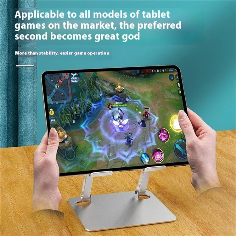 J23S Desktop Metal Stand Folding Heat Dissipation Tablet Holder Height Adjustable for Home / Office - Silver