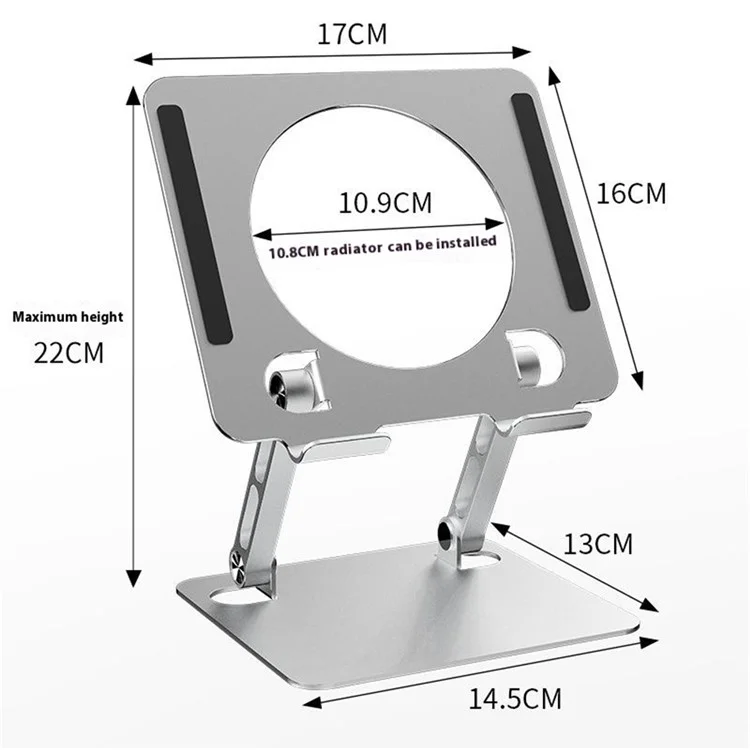 J23S Desktop Metal Stand Folding Heat Dissipation Tablet Holder Height Adjustable for Home / Office - Silver