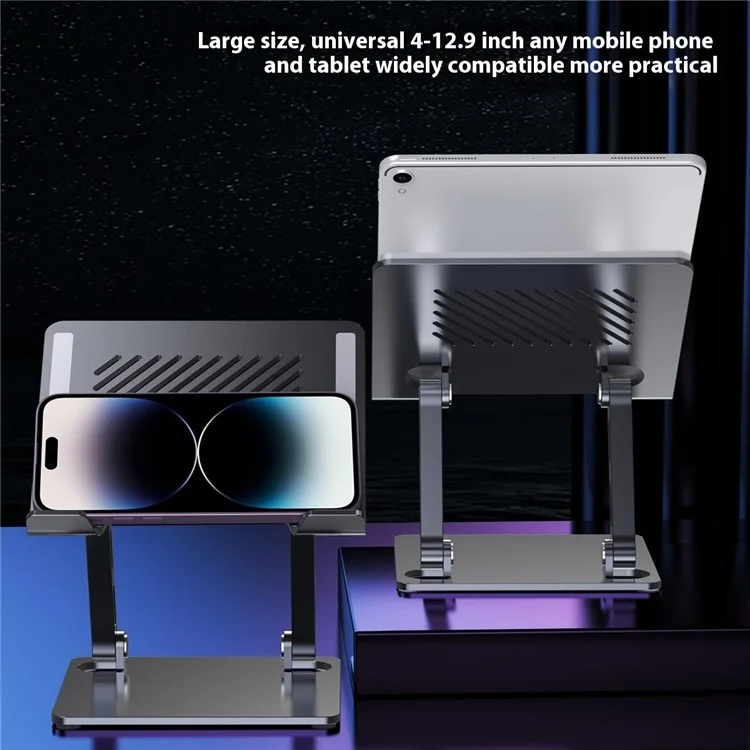 J26S Desktop Universal Tablet Stand Alloy Steel Metal Foldable Height Adjustable Holder - Grey
