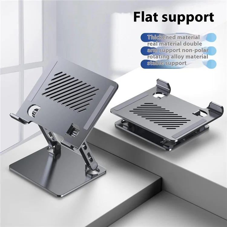 J26S Desktop Universal Tablet Stand Alloy Steel Metal Foldable Height Adjustable Holder - Grey
