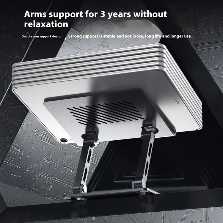 J26S Desktop Universal Tablet Stand Alloy Steel Metal Foldable Height Adjustable Holder - Grey