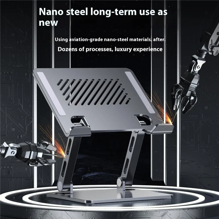 J26S Desktop Universal Tablet Stand Alloy Steel Metal Foldable Height Adjustable Holder - Grey