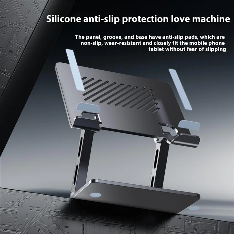 J26S Desktop Universal Tablet Stand Alloy Steel Metal Foldable Height Adjustable Holder - Grey