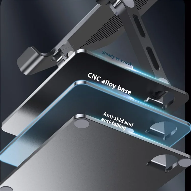 J26S Desktop Universal Tablet Stand Alloy Steel Metal Foldable Height Adjustable Holder - Grey