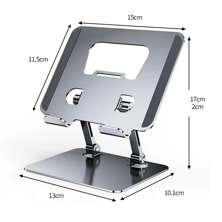 J18S Alloy Steel Live Streaming Phone Tablet Stand 360 Degree Rotation Desktop Holder - Silver