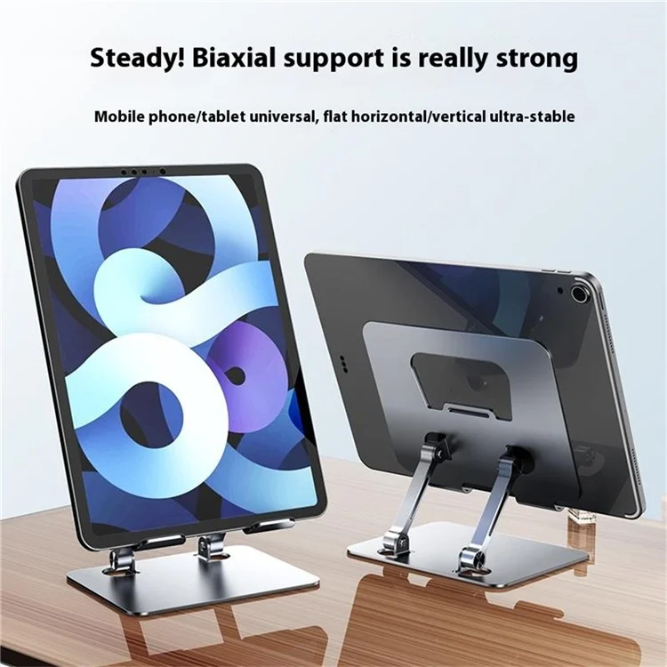 J18S Alloy Steel Live Streaming Phone Tablet Stand 360 Degree Rotation Desktop Holder - Silver