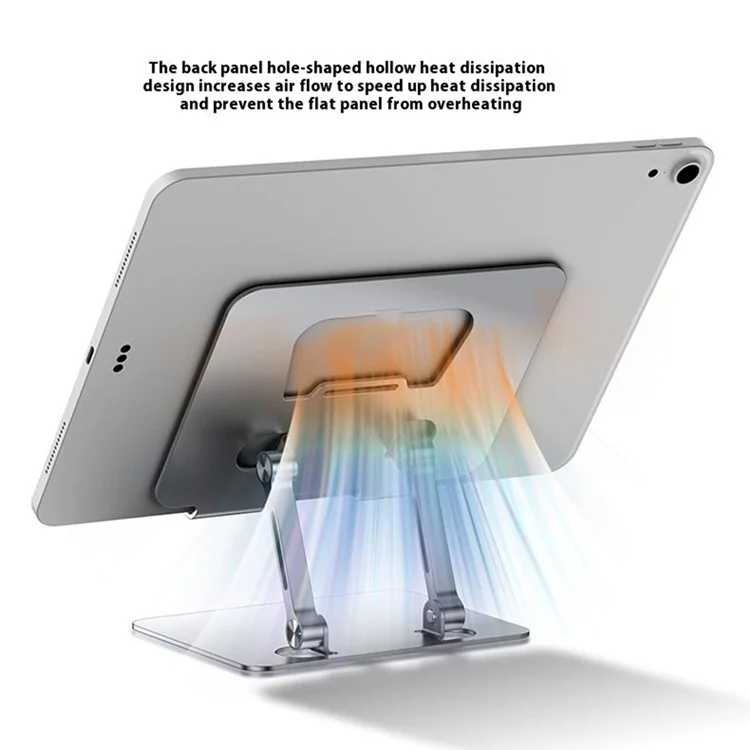 J18S Alloy Steel Live Streaming Phone Tablet Stand 360 Degree Rotation Desktop Holder - Silver