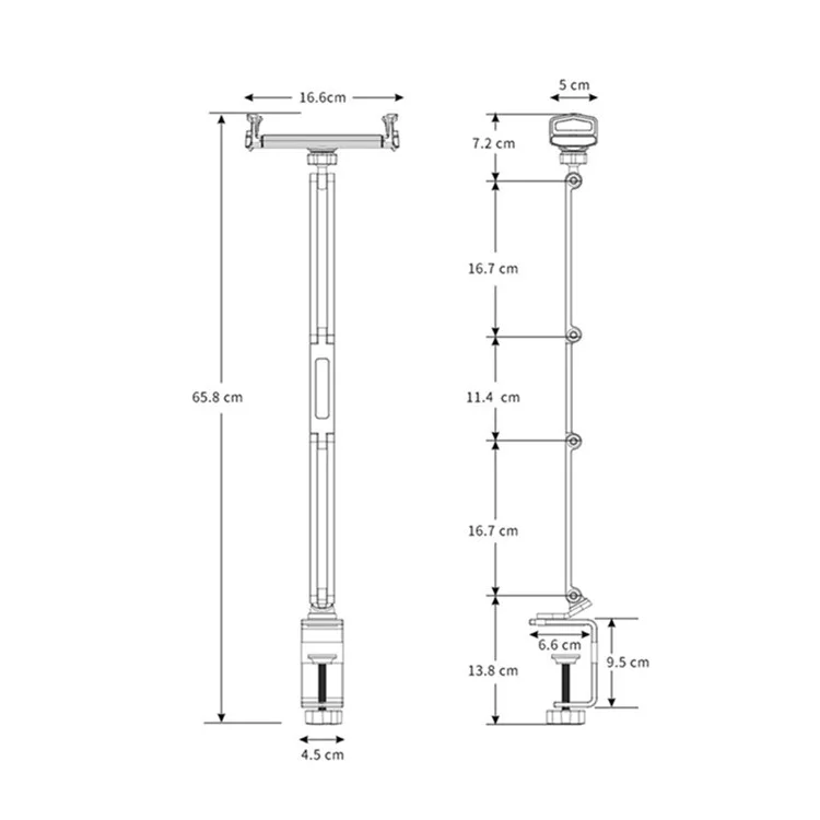 Soporte de Teléfono de Montaje de Escritorio P67 Soporte de Tableta Plegable de Altura Múltiple de Altura Múltiple Para Tabletas de Teléfonos Celulares de 4-13 Pulgadas