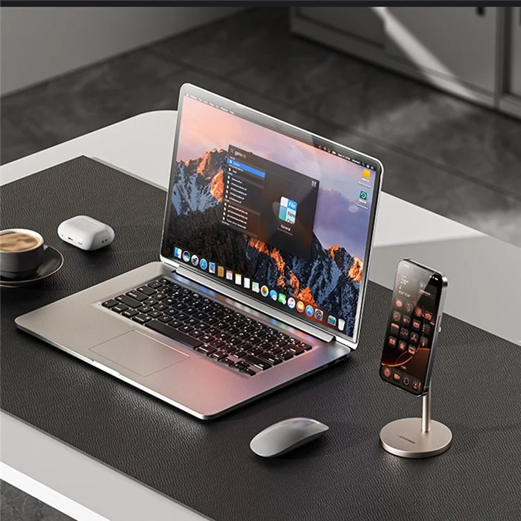 JOPREE X81 Supporto Magnetico da Scrivania per Cellulare - Porta Telefono Regolabile a 45 Gradi in Lega di Alluminio - Oro Titanio