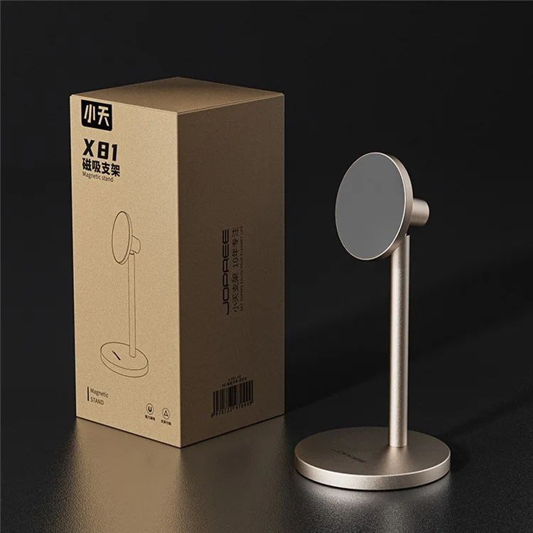 JOPREE X81 Supporto Magnetico da Scrivania per Cellulare - Porta Telefono Regolabile a 45 Gradi in Lega di Alluminio - Oro Titanio