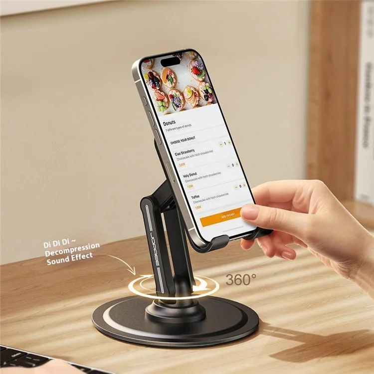 JOPREE X88 Support de Téléphone Portable Pliable et Ajustable avec Rotation à 360° - Noir