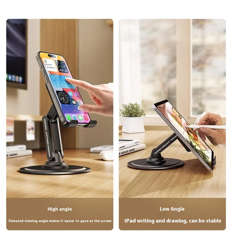 JOPREE X88 Support de Téléphone Portable Pliable et Ajustable avec Rotation à 360° - Noir