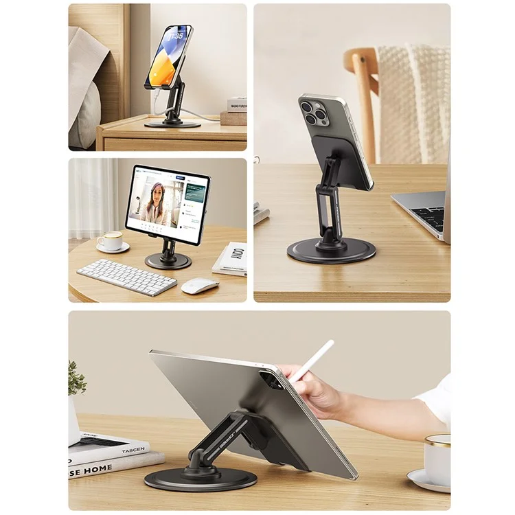JOPREE X88 Support de Téléphone Portable Pliable et Ajustable avec Rotation à 360° - Noir