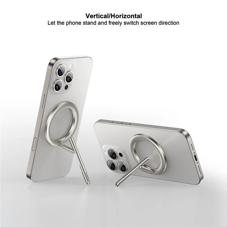 XUNDD XDHO-055 Magnetic Ring Phone Holder Rotating Aluminum Alloy Kickstand Phone Mount - Silver