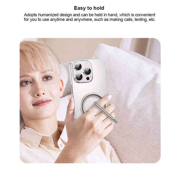 XUNDD XDHO-055 Magnetic Ring Phone Holder Rotating Aluminum Alloy Kickstand Phone Mount - Silver