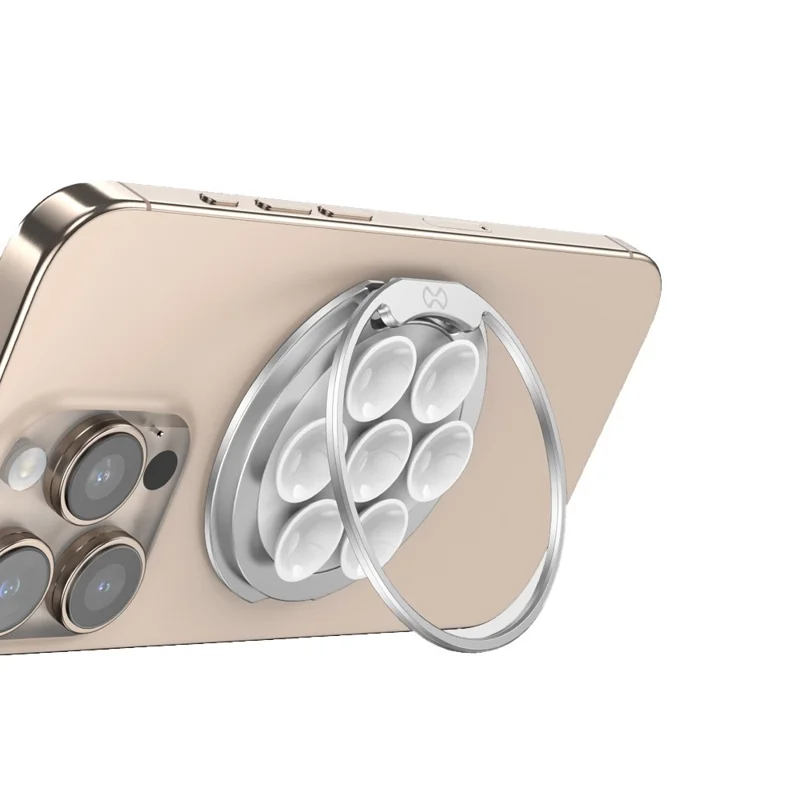 XUNDD XDHO-057 Magnetic Suction Cup Phone Mount Rotating Stand Holder with Makeup Mirror - White