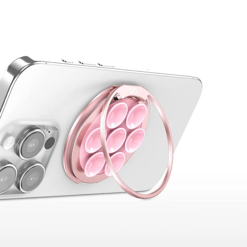 XUNDD XDHO-057 Magnetic Suction Cup Phone Mount Rotating Stand Holder with Makeup Mirror - Pink