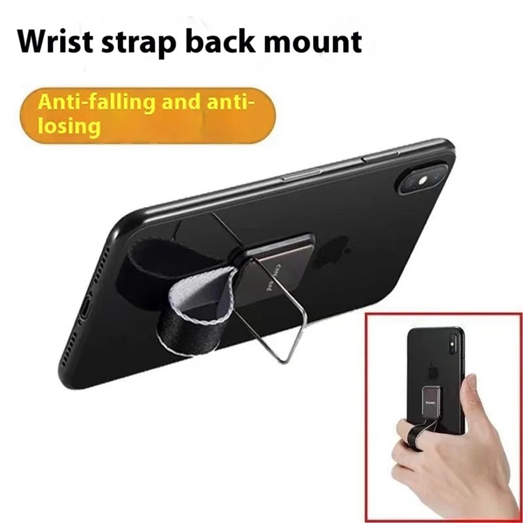 CMZWT CPS-033 Phone Grip Ring Kickstand Anti Drop Cell Phone Back Holder with Strap - Black