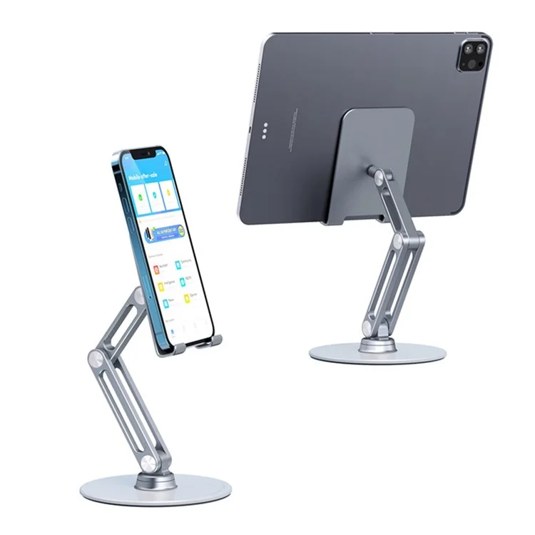 L08 Desktop Metal Folding Tablet Holder Multi Angle Adjustable Rotating Phone Stand for Watching TV, Online Teaching, Live Streaming