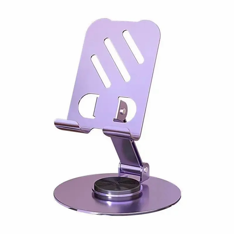 Adjustable Desktop Tablet Phone Holder Foldable 360° Rotating Phone Mount Bracket - Purple