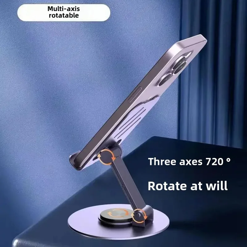Adjustable Desktop Tablet Phone Holder Foldable 360° Rotating Phone Mount Bracket - Purple