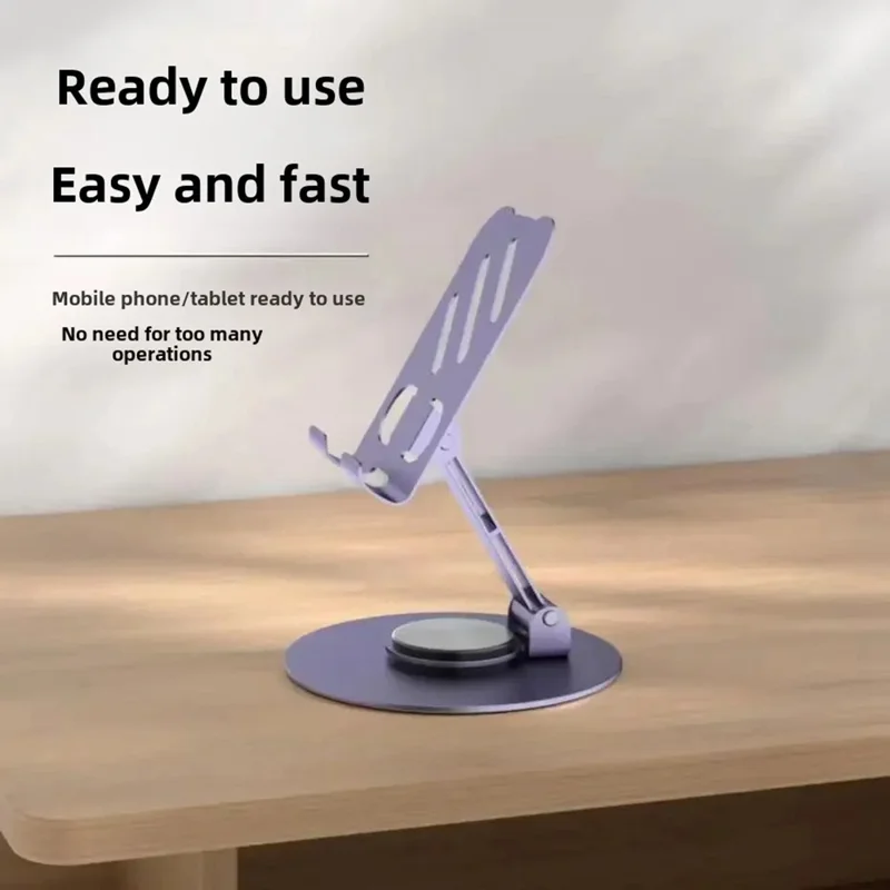 Adjustable Desktop Tablet Phone Holder Foldable 360° Rotating Phone Mount Bracket - Purple