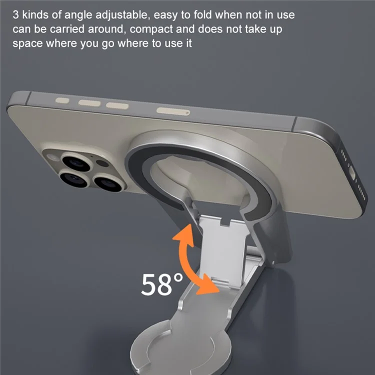 Dual-Side Magnetic Foldable Stand For Phones Tablets Compact Adjustable Viewing Angles Desktop Holder - Silver