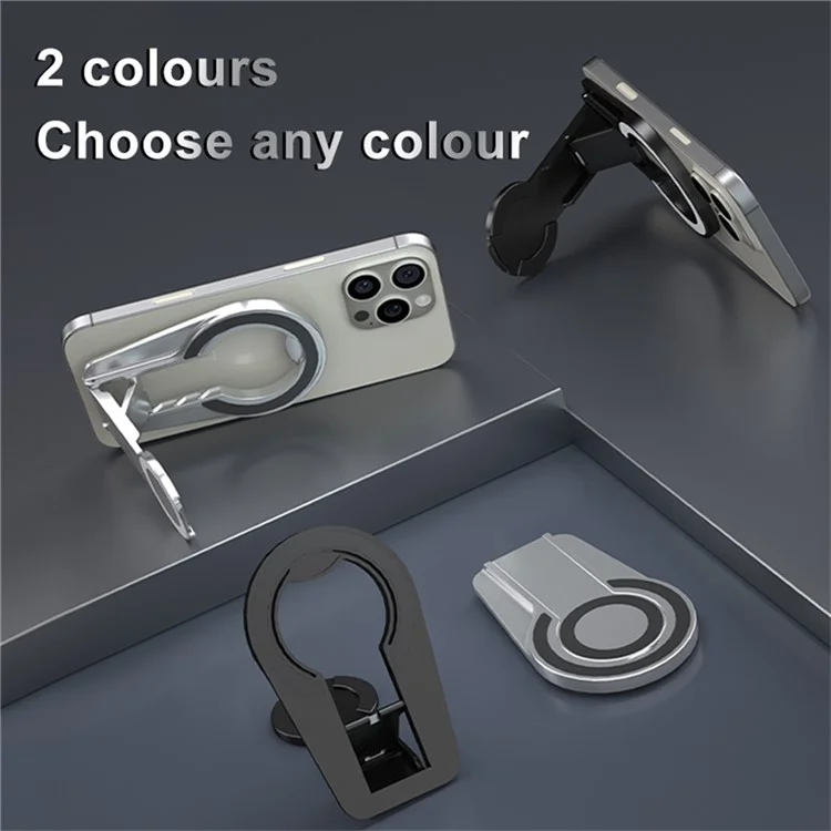 Dual-Side Magnetic Foldable Stand For Phones Tablets Compact Adjustable Viewing Angles Desktop Holder - Silver