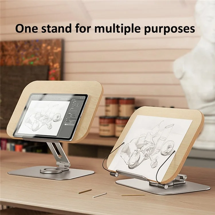 R02 Wood + Alluminio in Lega Laptop Staffa a 360 Gradi Rettenzione Deskshop Stand Desktop