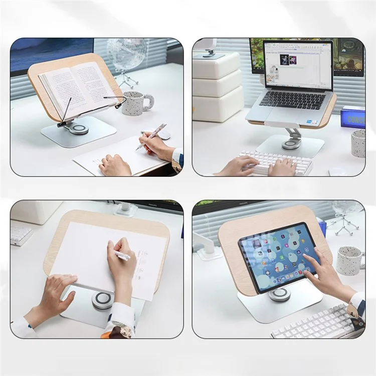 R02 Wood + Alluminio in Lega Laptop Staffa a 360 Gradi Rettenzione Deskshop Stand Desktop