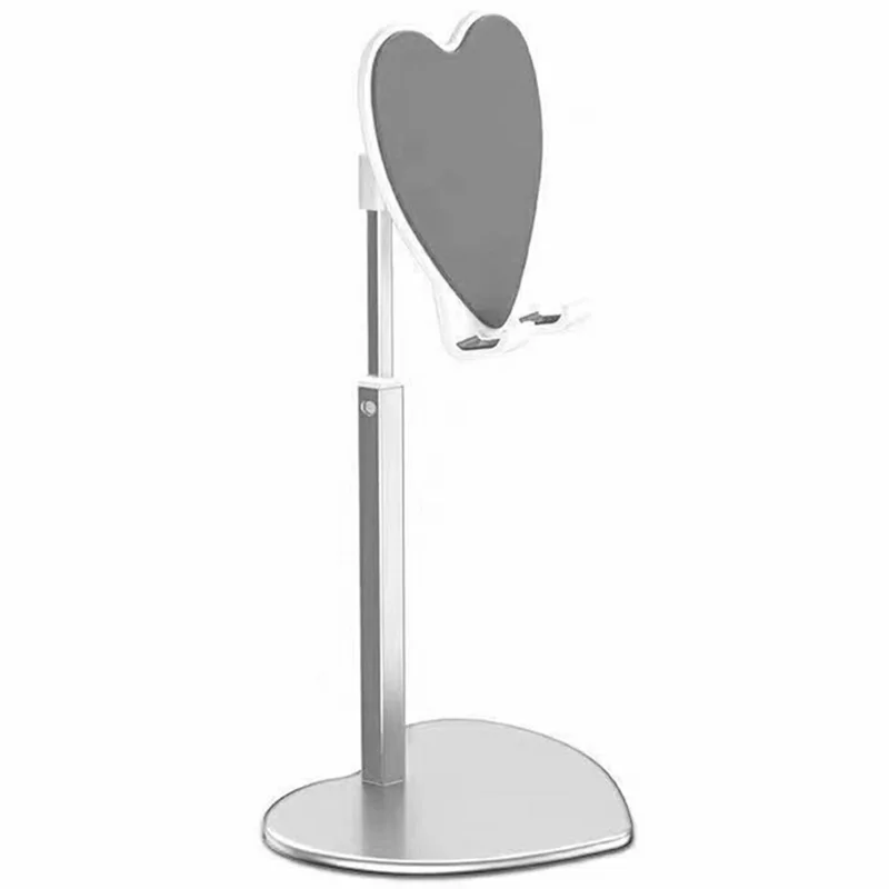 K8 Aluminum Alloy Heart-Shaped Phone Stand Adjustable Angle Foldable Holder for Smartphones / Tablets - White